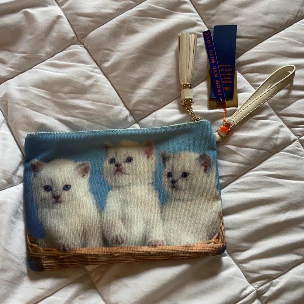 NWT Cats in a Basket Zip Pouch / Clutch
